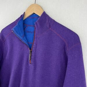 TOMMY BAHAMA Sweatshirt Men M Reversible Flipview 1/4 Zip Pullover Cotton Purple